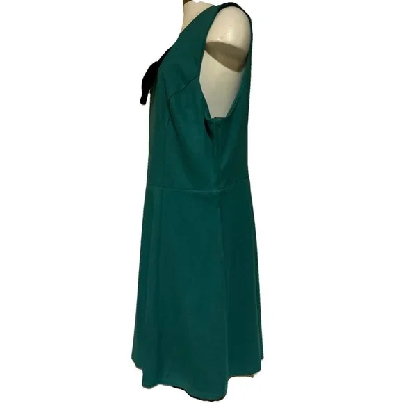 Holiday Sleeveless Green Black Bow Dress Coquette Draper James Pockets New - Picture 6 of 14